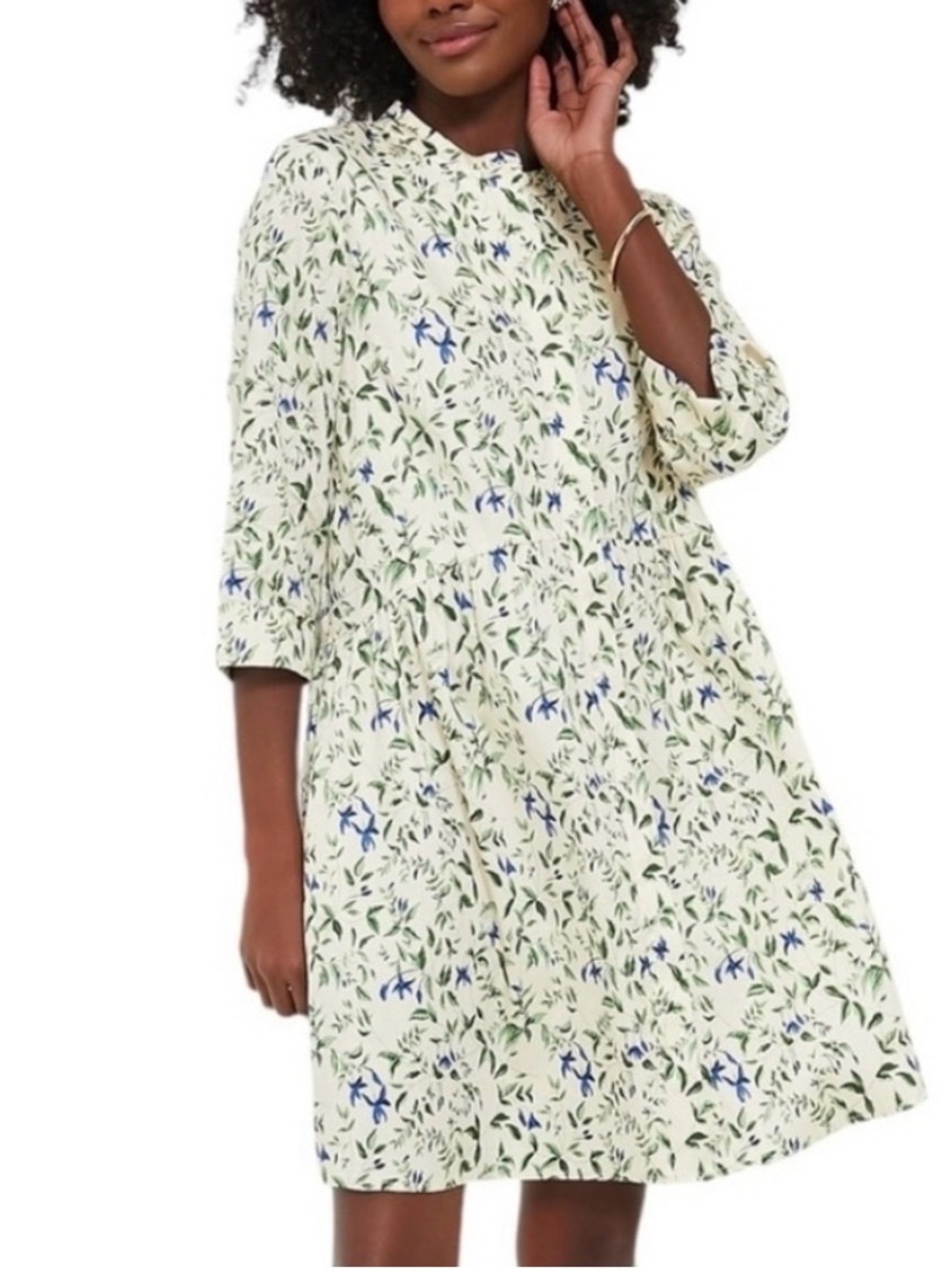 Tuckernuck green blue vines royal shirt dress